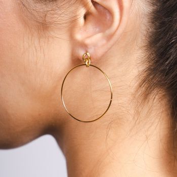 BeCri Irie 14k Gold Plated Thin Hoop Earrings with Jewelry Box & Gift Bag